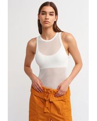 Dilvin - Geribbelde Mouwloze Gebreide Blouse - Lyst