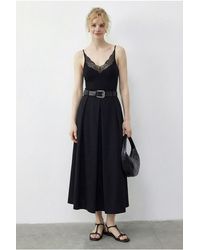 Bianco Lucci - Hoge Taille Midi Rok Met Riem - Lyst