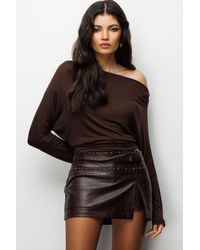 MixRay - Asymmetrical Collar Slim Fit Crop Blouse With Cut Out - Lyst