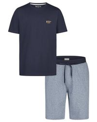 Phil & Co. Berlin - Shortama Korte Pyjama Set Donkerblauw/Grijs - Lyst