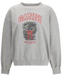 Ganni - Grijze Katoenen Sweatshirt - Lyst