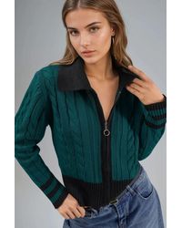 My Fashion - Polo Neck Zippered Cardigan - Lyst