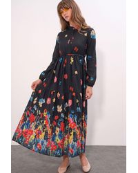 Bigdart - Buttoned Crew Neck Maxi Dress With Waistband - Lyst