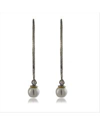 Luxenter - Ohrringe, 925Er Sterlingsilber Mit Rhodinierter Weißer Perle - Lyst
