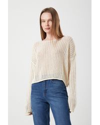 MixRay - Luftiges Bootsausschnitt-Crop-Stricktop - Lyst