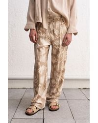 Giesto - Relaxed Fit Wide Leg Patterned Pants With Drawstring Waist - Lyst