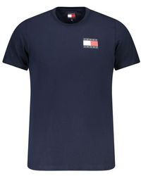 Tommy Hilfiger - Tops ,Blauw ,Katoen Blauw Katoen T-Shirt Stijlvol - Lyst