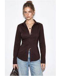Bianco Lucci - Fitted Cotton Shirt With Tie Detail - Lyst