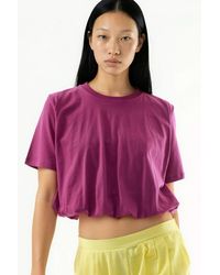 Busem - Crew Neck Crop Blouse With Elastic - Lyst