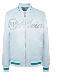 Philipp Plein - Satin Bomber Jacket Logo Strass - Lyst