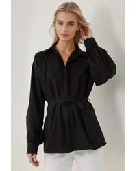 Hiccup - Linen- Long Sleeve Shirt With Belt - Lyst