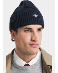 GANT - Muts Cotton Blend Logo Beanie 9910054/410 - Lyst