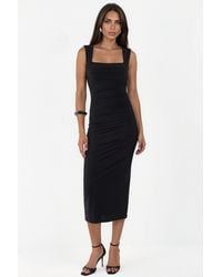 Hiccup - Square Collar Bodycon Sandy Midi Dress - Lyst