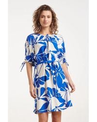Smashed Lemon - En Wit Korte Jurk Met Abstracte Bloemenprint - Lyst