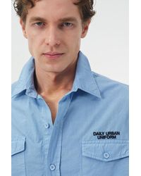 Giesto - Cotton Poplin Text Print Shirt - Lyst