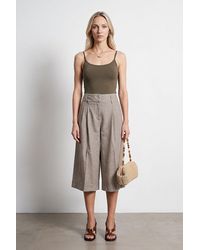 Dilvin - High-Waist Pleated Wide-Leg Capri Trousers - Lyst