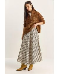 Bianco Lucci - Plaid Patterned High Waist Maxi Skirt - Lyst