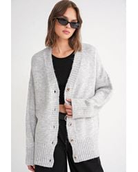 MixRay - Buttoned V-Neck Ribbed Knit Cardigan - Lyst