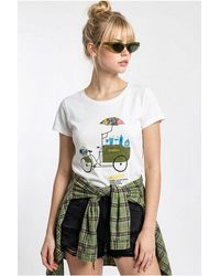 Bianco Lucci - Embroidered Printed Crew Neck T-Shirt - Lyst
