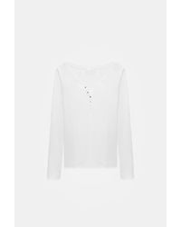 Dilvin - Slim Fit Cotton Long Sleeve Button Blouse - Lyst
