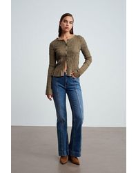 Dilvin - Textured Knit Button-Front Blouse - Lyst