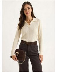 Bianco Lucci - Textured Polo Collar Sweater - Lyst