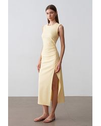 Dilvin - Fitted Sleeveless Midi Dress With Slit - Lyst
