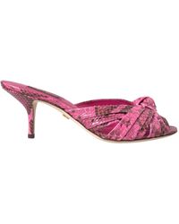 Dolce & Gabbana - Exotic Leather Kitten Heels Slides Schuhe - Lyst