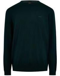 BOSS - Crew Neck Regular Sweatshirt Met Lange Mouwen (Donkergroen) - Lyst
