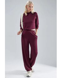 Hiccup - Modal Touch Halve Col Blouse & Elastische Taille Broek - Lyst