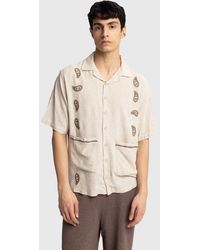 Giesto - Cotton Embroidered Poplin Short Sleeve Shirt - Lyst