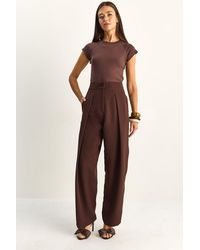 Bianco Lucci - High Waist Wide Leg Pants With Pleats - Lyst