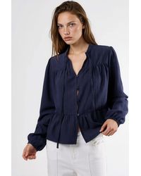 Hiccup - Long Sleeve Tippet Collar Blouse - Lyst