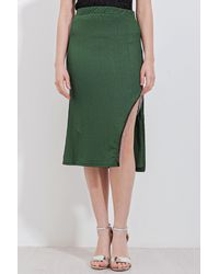 Bigdart - Textured Midi Skirt With Chain Detail - Lyst