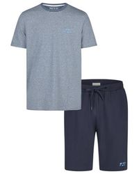 Phil & Co. Berlin - Shortama Korte Pyjama Set Grijs/Donkerblauw Gestreept - Lyst
