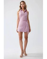 Hiccup - Striped Mini Dress With Shirt Collar - Lyst