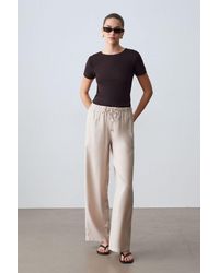 Dilvin - Brede Pantalons Met Elastische Touwsluiting Taille - Lyst