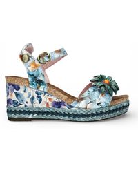 Laura Vita - Facyo 75 Floral Leather Wedge Espadrille Sandals - Lyst