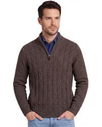 Fynch-Hatton - Half Zip Kabeltrui Fynch Hatton Grijs - Lyst