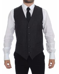 Dolce & Gabbana - Grijs Ruitjes Wol Vest - Lyst