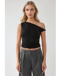Hiccup - Asymmetrical Neck Off-Shoulder Slim Fit Top - Lyst