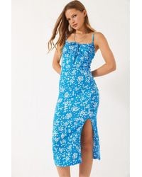 Bianco Lucci - Slit Detailed Floral Printed Midi Dress - Lyst