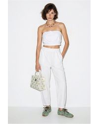 Bianco Lucci - Elastic Waist Straight Leg Pants With Pockets - Lyst