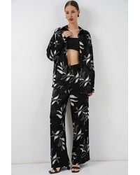 Bigdart - Floral Shirt & High Waist Wide Leg Pants Two-Pieces Co-Ord - Lyst