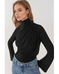 Hiccup - Draped Half Turtleneck Long Sleeve Slim Fit Top - Lyst