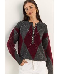 Bianco Lucci - Strick-Pullover Mit Rundhalsausschnitt Und Knopfverschluss - Lyst