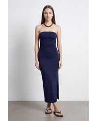 Dilvin - Strapless Bodycon Maxi Jurk Met Split - Lyst