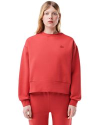 Lacoste - Oversized Sweatshirt Van Katoenmix Met Geborduurd Logo Voor - Lyst