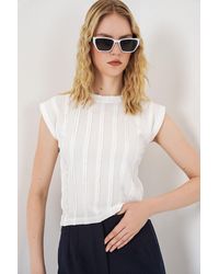 Bigdart - Gestructureerde Ribbels Pull-On Blouse - Lyst