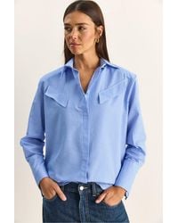 Bianco Lucci - Regular Fit Striped Button-Up Shirt With Pocket - Lyst